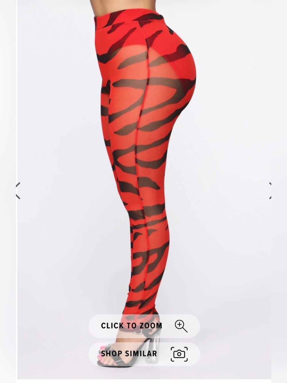Fashion Nova Red and Black Animal Print Leggings